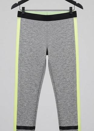 Спортивні капрі леггінси h&m sport "active sqd" 3/4 сірі з неоновим, р. 38-40 (xs) зріст 164 см нові сток