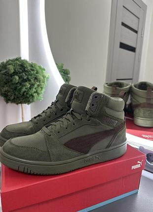 Черевики чоловічі puma rebound v6 wtr шкіряні зимові хакі