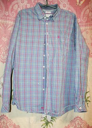 Мужская рубашка в клетку joules superior shirting р l, slim fit