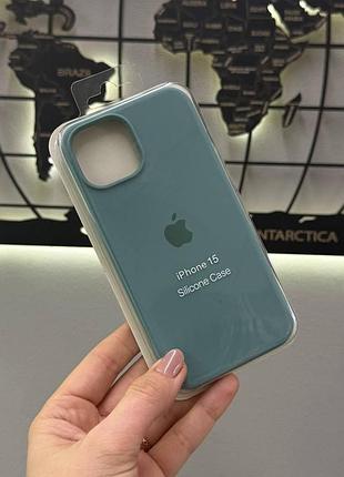 Качественный чехол silicone case с микрофиброй для iphone 15,чехол-накладка с микрофиброй для айфон 15 (зеленый)