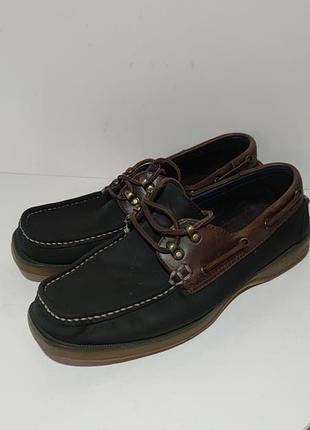 Кожаные мужские топсайдеры мокасины blue harbour mark's spencer размер 42