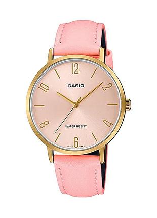 Casio ltp-vt01gl-4b женские часы розовый циферблат кожаный ремешок
