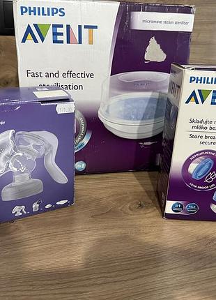 Набір для мам philips avent: молоковідсмоктувач + стерилізатор + контейнери