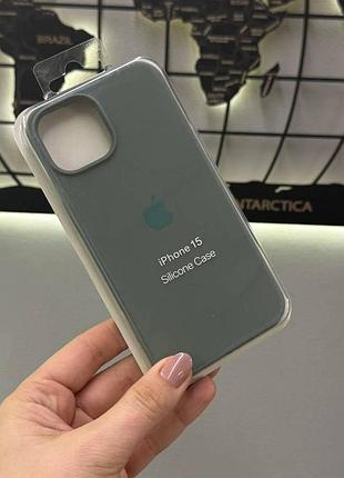 Качественный чехол silicone case с микрофиброй для iphone 15,чехол-накладка с микрофиброй для айфон 15 (зеленый)