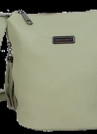 Женская кожаная сумка на плечо borsacomoda салатовая