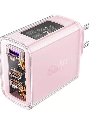 Зарядное устройство acefast 3xusb 65w (2xusb-c+usb-a) gan a45 fast charger cherry blossom (6974316282082)