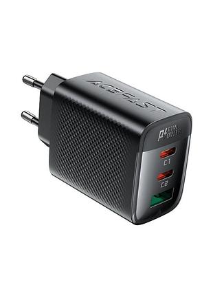 Зарядное устройство acefast 2xusb-c + 1xusb 67w gan black (6974316284048)