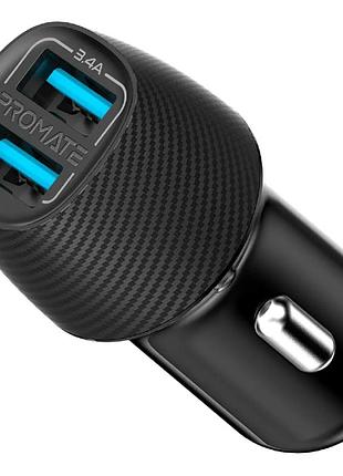 Зарядное устройство promate 17w 2xusb (voltrip-duo.black)