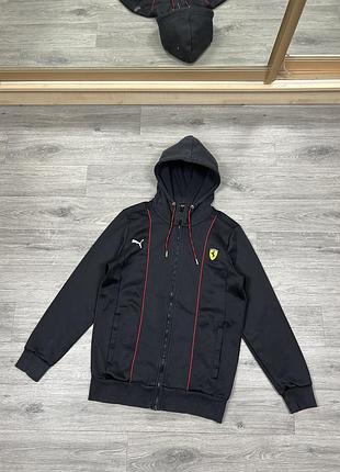 Кофта puma ferrari оригинал худи мужское черное зип толстовка пума феррари олимпийка спортивная куртка размер s