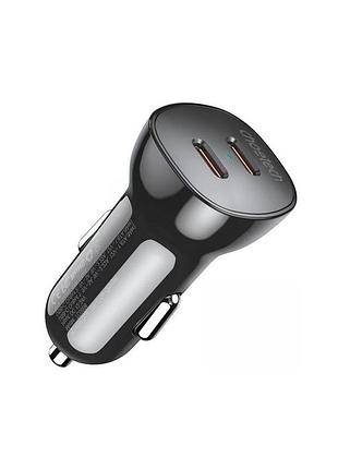 Зарядное устройство choetech car 2хusb-c 40w pd black (tc0008-bk)