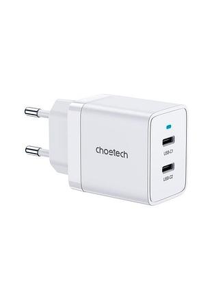 Зарядное устройство choetech 2xusb-c 40w pd/qc/pps (q5006-eu-wh)