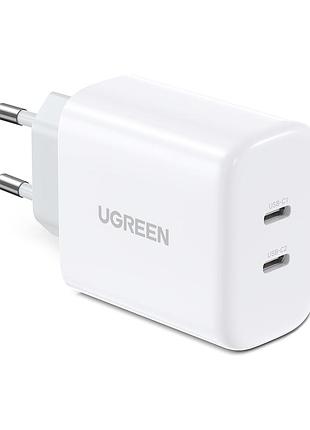 Зарядное устройство ugreen 2xusb 40w pd (2xtype-c) pd cd243 white (10343)