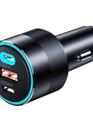 Зарядное устройство choetech car 2хusb-c+usb-a 130w qc3.0/pd/pps black (tc0011-bk)