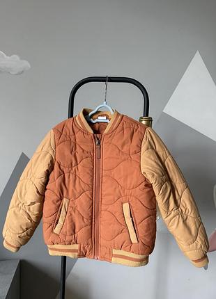 Куртка-бомбер для хлопчика hema 110-116 демісезонна стьобана помаранчева
