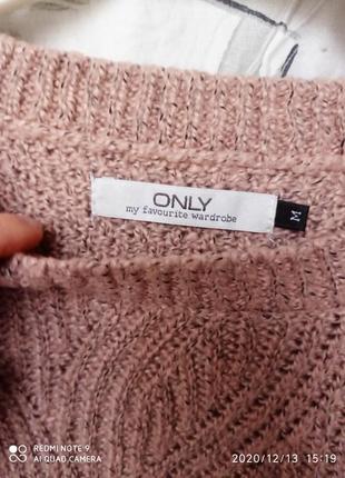 Вільний светр в нюдовой кольору з візерунком рельевным4 фото
