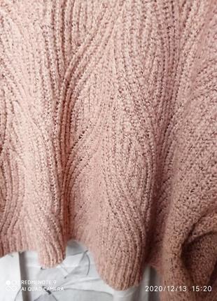 Вільний светр в нюдовой кольору з візерунком рельевным7 фото