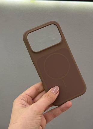 Чохол-накладка з мікрофіброю для айфон 17 pro, чохол silicone case з мікрофіброю для iphone 17 pro (коричневий)