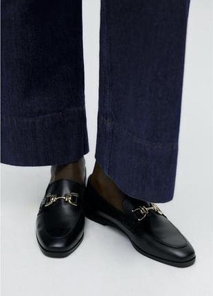 Лофери жіночі zara чорні шкіряні