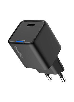 Зарядное устройство colorway gan mini 25w pd port pps usb-c black (cw-chs052pd-bk)