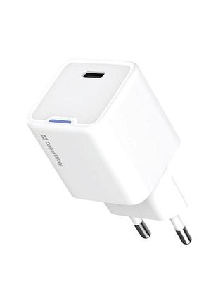 Зарядное устройство colorway gan mini 35w pd port pps usb-c white (cw-chs056pd-wt)
