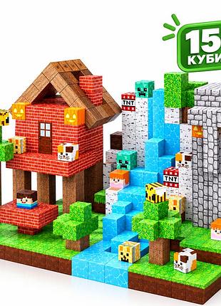 Магнитный конструктор minecraft дом и водопад 150 деталей для детей от 3 лет