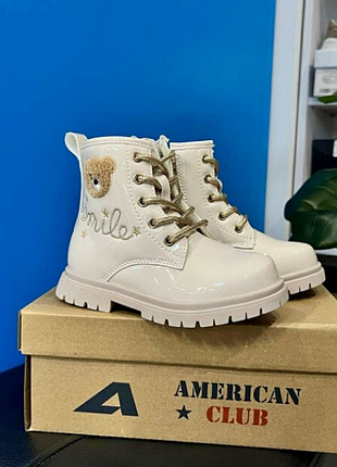 Ботинки для девочки american club beige bear 00000004619, размер 24 (15,5 см.)