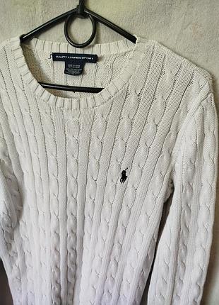 Ralph lauren.білий в'язаний джемпер,100%котон