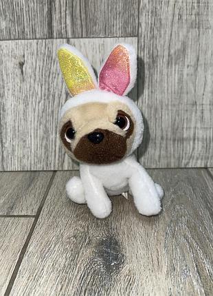 Мягкая игрушка брелок мопс в костюме кролика pugsley