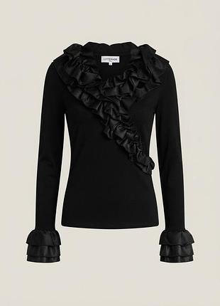 Элегантная черная блуза cottonade paris с рюшами и воланами