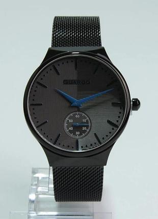 Мужские часы guardo premium 012473-6 чёрный корпус чёрный браслет миланского плетения чёрный циферблат
