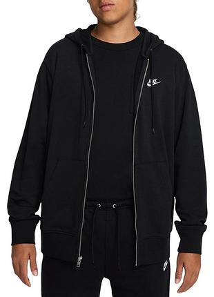Толстовка чоловіча nike m nk club ft fz hoodie чорна