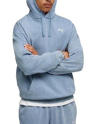 Толстовка мужская puma ess elevated wash hoodie голубая 68804934