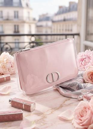 Косметичка жіноча christian dior рожева лакована