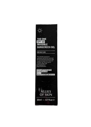 Сонцезахисний гель allies of skin the one spf 50 invisible sunscreen gel 20 ml