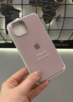 Качественный чехол silicone case с микрофиброй для iphone 15,чехол-накладка с микрофиброй для айфон 15 (lavander)