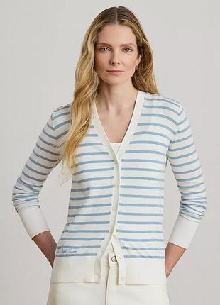 Ralph lauren women's striped v-neck cardigan. кардиган хлопок р м