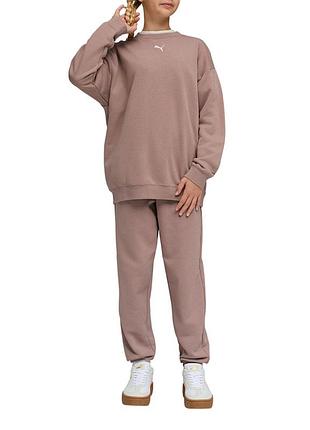 Костюм дитячий puma loungewear oversized sweat suit tr g мокко 69339588
