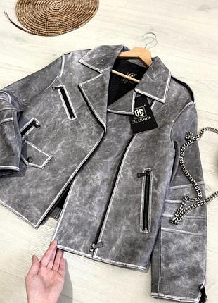Новая натуральная кожаная куртка-косуха oversize