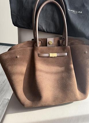 Сумка жіноча demellier new york tote bag l коричнева замшева