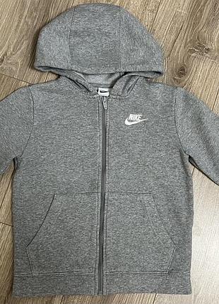 Кофта для дівчинки nike сіра на змійці з капюшоном