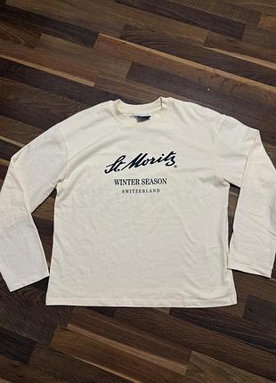 Лонгслів унісекс zara st. moritz winter season switzerland, розмір s, молочний