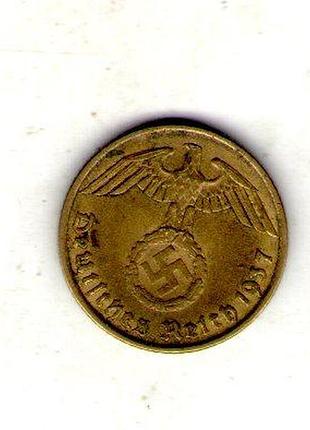 Германия - третий тренер 5 парксфенигов 1937 год алюминий-бронза, 2.5g, ø 18mm no496