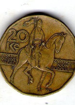 Чехия - чешская республика 20 крон 2000 год сталь с латунным покрытием, 8.43g, ø 26mm no2366