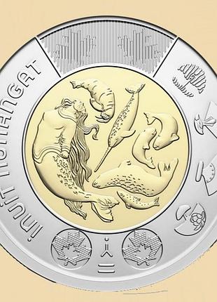 Канада youth croль карл iii 2 долларов, праздник инуитов нунангата 2024 биметалл, 6.99g, ø 28mm no2491