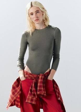 Боди оливковое, zara, l