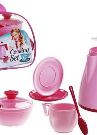 Набір посуду "cooking set" 15предметів рожевий 1733 юніка