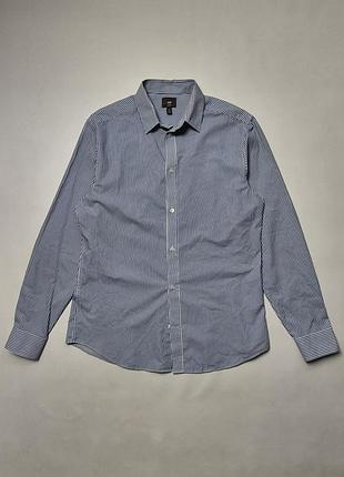 Чоловіча сорочка h&m у синю смужку slim fit easy iron розмір l