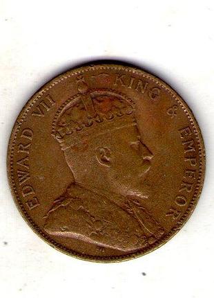Джерси эдуард vii 1/12шина 1909 бронза, 9.4g, ø 31mm no4016
