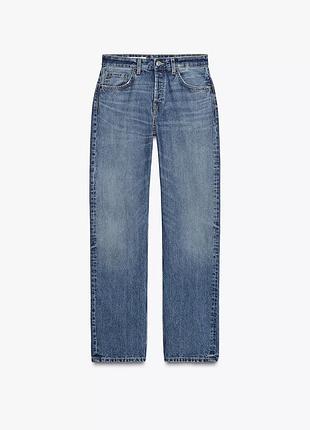 Джинси жіночі zara straight leg mid rise сині 34 розмір