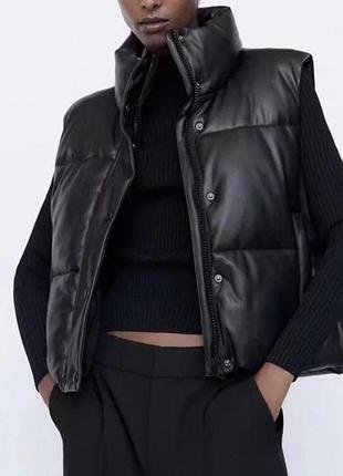 Жилет жилетка безрукавка дутик экокожа zara